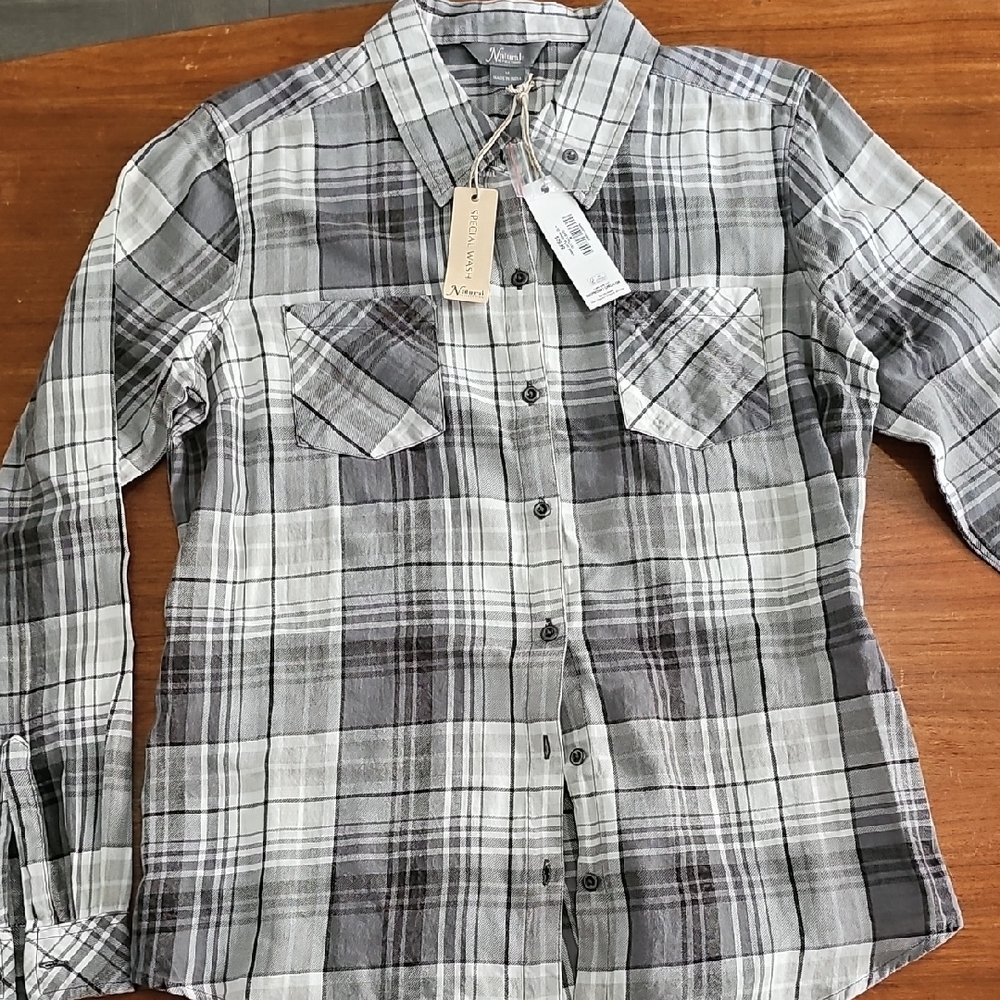 Men's Gray Plaid Shirt